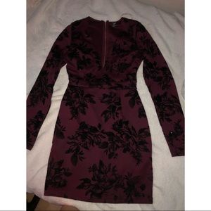floral burgundy dress